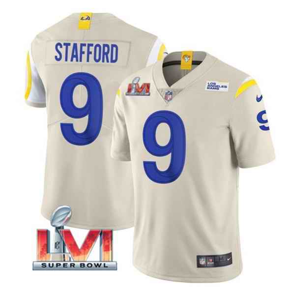 Nike Rams #9 Matthew Stafford Bone 2022 Super Bowl LVI Vapor Limited Jersey