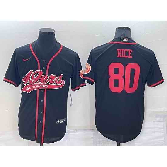 Men San Francisco 49ers #80 Jerry Rice Black Cool Base Stitched Baseball Jersey