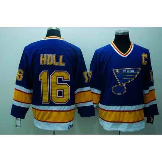 Blues #16 Brett Hull Stitched Blue CCM Throwback NHL Jersey