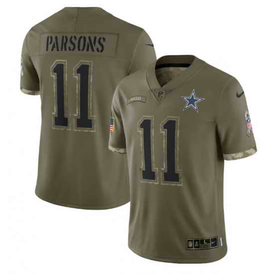 Men Dallas Cowboys #11 Micah Parsons Olive 2022 Salute To Service Limited Stitched Jersey