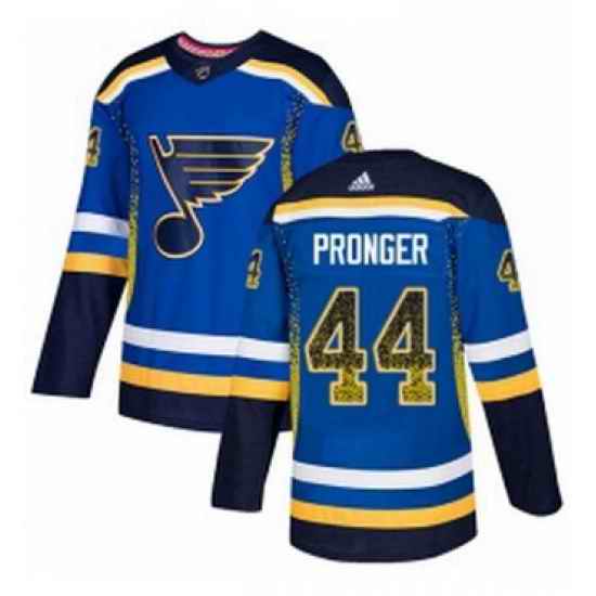 Mens Adidas St Louis Blues #44 Chris Pronger Authentic Blue Drift Fashion NHL Jersey