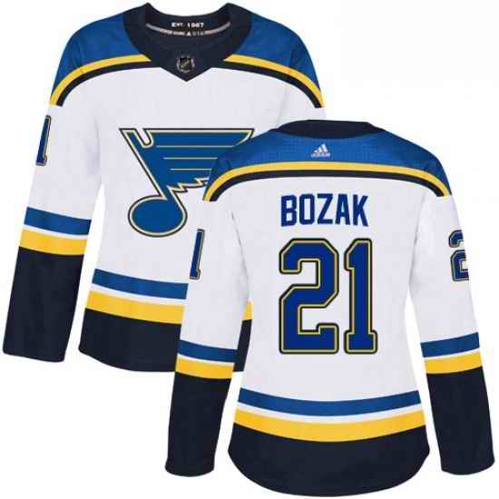 Womens Adidas St Louis Blues #21 Tyler Bozak Authentic White Away NHL Jersey
