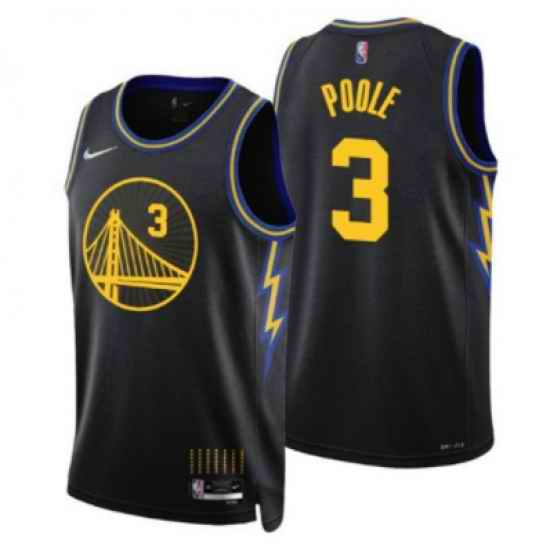 Men Golden State Warriors #3 Jordan Poole 2021 22 City Edition Black 75th Anniversary Stitched Basketball Jersey