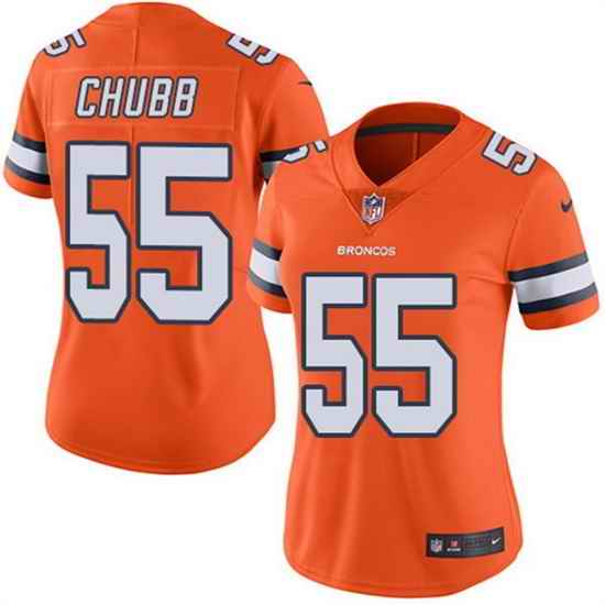 Women Denver Broncos #55 Bradley Chubb Orange Color Rush Limited Stitched NFL Jersey