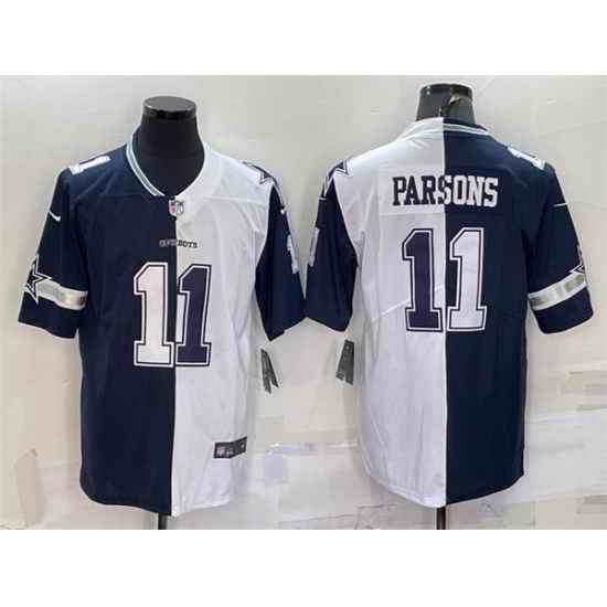 Men Dallas Cowboys #11 Micah Parsons Navy White Split Vapor Untouchable Limited Stitched Jersey