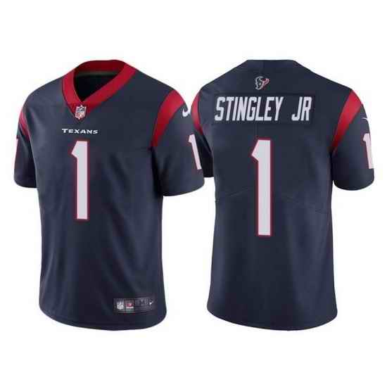 Nike Texans #1 Derek Stingley Jr Navy 2022 NFL Draft Vapor Untouchable Limited Jerse->hall of fame 50th patch->NFL Jersey