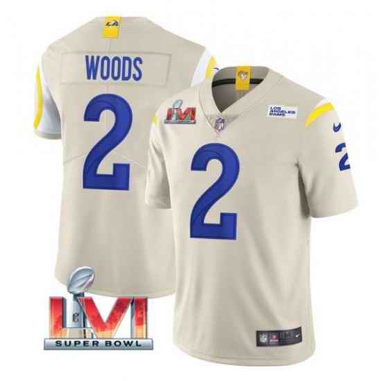 Nike Los Angeles Rams #2 Robert Woods Bone 2022 Super Bowl LVI Vapor Limited Jersey