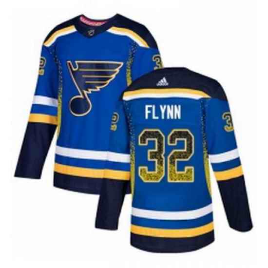 Mens Adidas St Louis Blues #32 Brian Flynn Authentic Blue Drift Fashion NHL Jersey