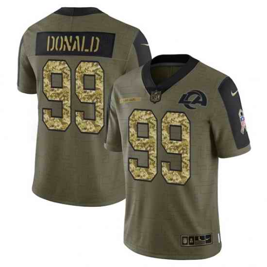 Men Los Angeles Rams #99 Aaron Donald 2021 Salute To Service Olive Camo Limited Stitched Jersey