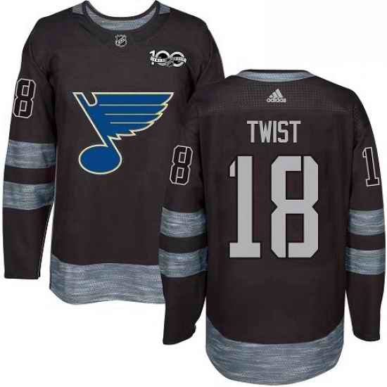 Mens Adidas St Louis Blues #18 Tony Twist Authentic Black 1917 2017 100th Anniversary NHL Jersey