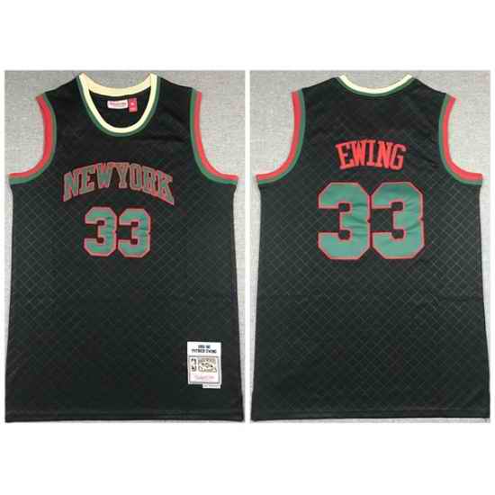 Men New York Knicks #33 Patrick Ewing Black Throwback Stitched Jersey