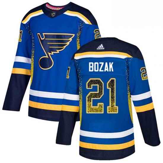 Mens Adidas St Louis Blues #21 Tyler Bozak Authentic Blue Drift Fashion NHL Jersey