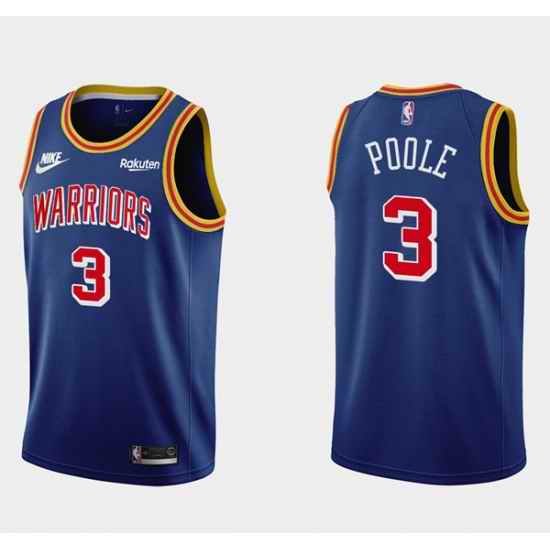 Men Golden State Warriors #3 Jordan Poole Royal Stitched Basketball Jersey
