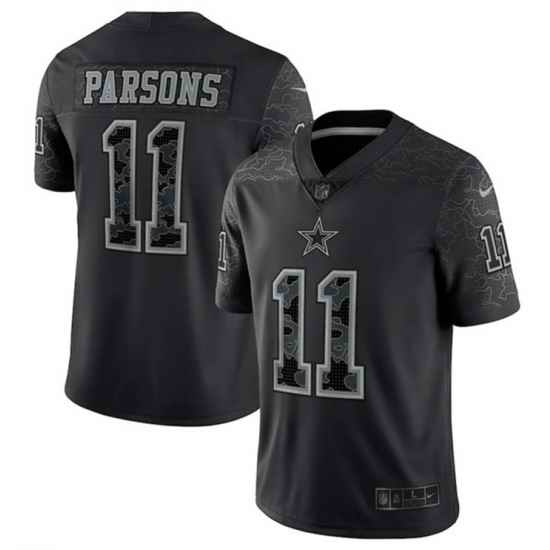 Men Dallas Cowboys #11 Micah Parsons Black Reflective Limited Stitched Football Jersey