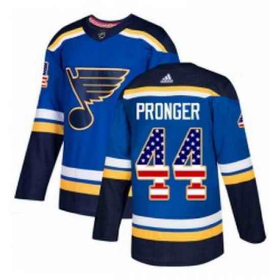Mens Adidas St Louis Blues #44 Chris Pronger Authentic Blue USA Flag Fashion NHL Jersey