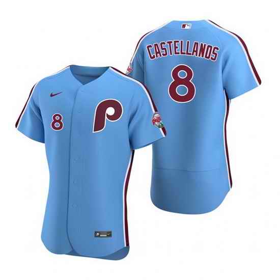 Men Philadelphia Phillies #8 Nick Castellanos Blue Flex Base Stitched Baseball jersey