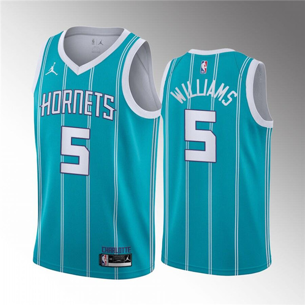 Men's Charlotte Hornets #5 Mark Williams 2022 Draft Stitched Basketball Jersey