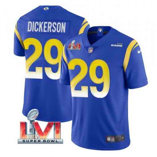 Nike Los Angeles Rams #29 Eric Dickerson Royal 2022 Super Bowl LVI Vapor Limited Jersey