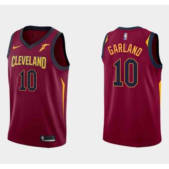 Men Cleveland Cavaliers #10 Darius Garland Wine Red Icon Edition Stitched Basketball Jersey