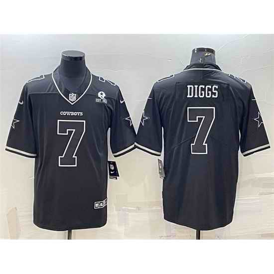 Men Dallas Cowboys #7 Trevon Diggs Black With 1960 Patch Limited Stitched Football Jersey