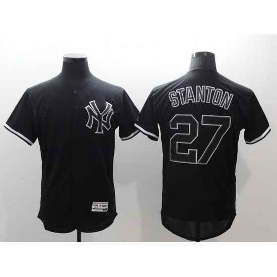 Men New York Yankees #27 Giancarlo Stanton Black Fashion Flex Base Stitched jersey