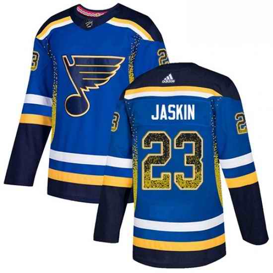 Mens Adidas St Louis Blues #23 Dmitrij Jaskin Authentic Blue Drift Fashion NHL Jersey