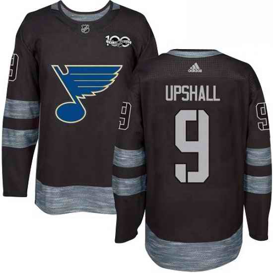 Mens Adidas St Louis Blues #9 Scottie Upshall Authentic Black 1917 2017 100th Anniversary NHL Jersey