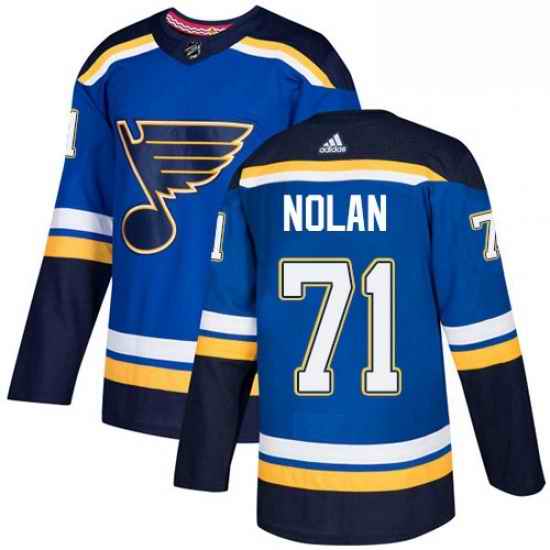 Mens Adidas St Louis Blues #71 Jordan Nolan Authentic Royal Blue Home NHL Jersey