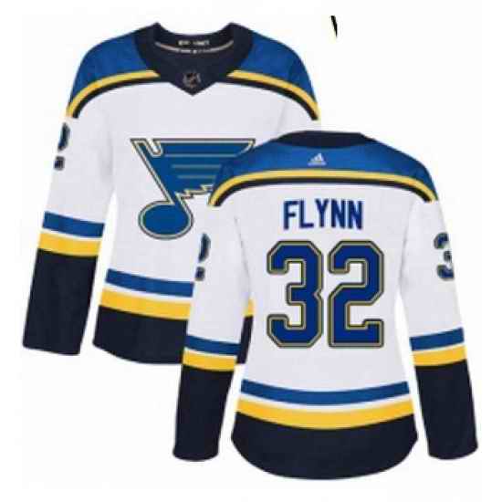 Womens Adidas St Louis Blues #32 Brian Flynn Authentic White Away NHL Jersey
