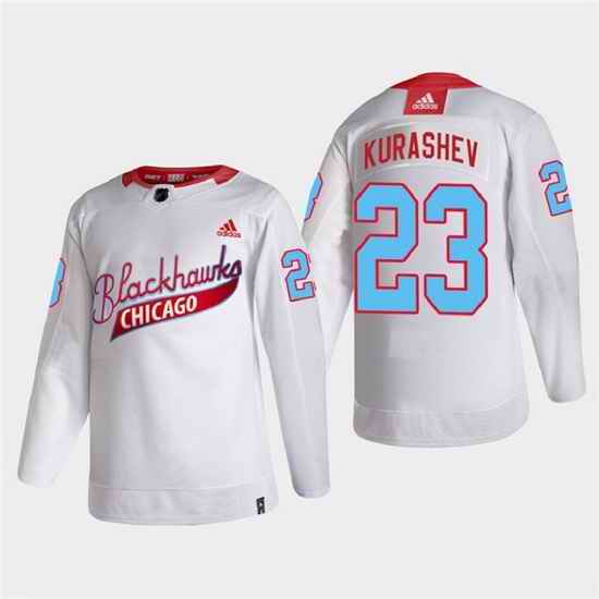 Men Chicago Blackhawks #23 Philipp Kurashev 2022 Community Night White Stitched jersey