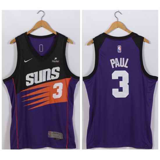 Men Phoenix Suns #3 Chris Paul Purple Stitched Jersey