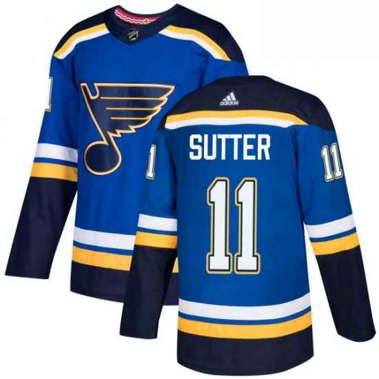 Mens Adidas St Louis Blues #11 Brian Sutter Authentic Royal Blue Home NHL Jersey