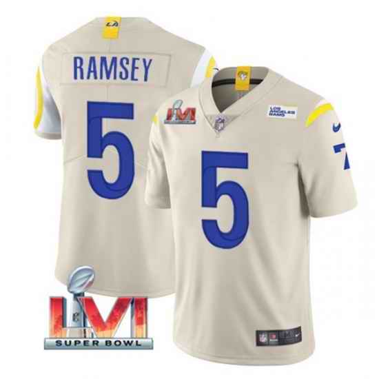 Nike Los Angeles Rams #5 Jalen Ramsey Bone 2022 Super Bowl LVI Vapor Limited Jersey