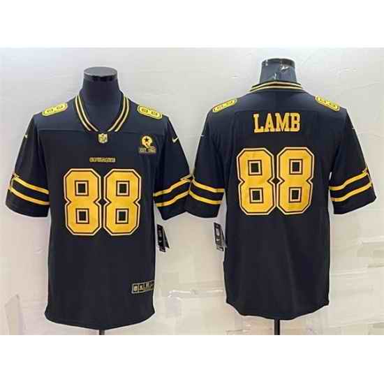 Men Dallas Cowboys #88 CeeDee Lamb Black Gold Edition With 1960 Patch Limited Stitched Football Jersey
