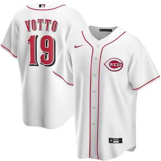 Men Cincinnati Reds #19 Joey Votto White Stitched Baseball jersey