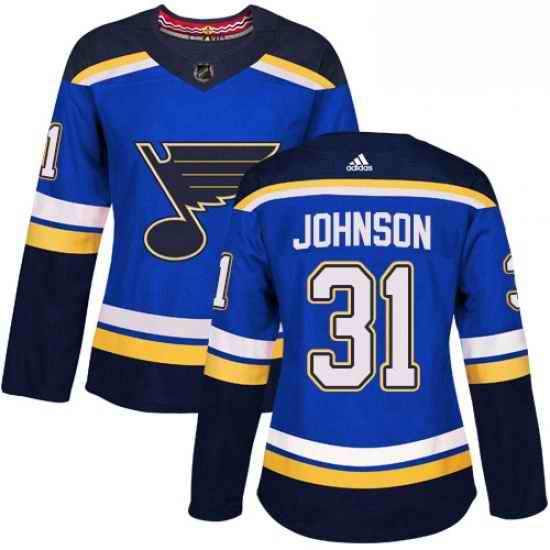 Womens Adidas St Louis Blues #31 Chad Johnson Authentic Royal Blue Home NHL Jersey