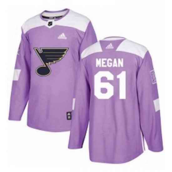 Mens Adidas St Louis Blues #61 Wade Megan Authentic Purple Fights Cancer Practice NHL Jersey