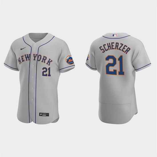 Men New York Mets #21 Max Scherzer Grey Flex Base Stitched jersey
