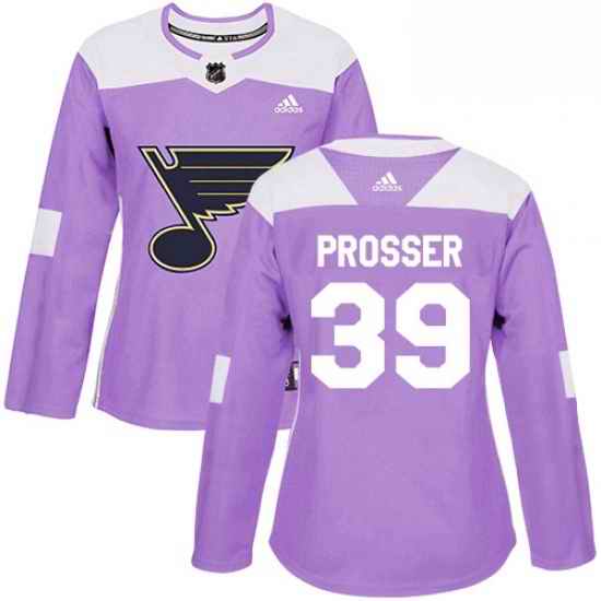 Womens Adidas St Louis Blues #39 Nate Prosser Authentic Purple Fights Cancer Practice NHL Jersey