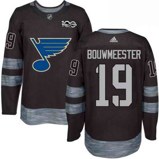 Mens Adidas St Louis Blues #19 Jay Bouwmeester Authentic Black 1917 2017 100th Anniversary NHL Jersey