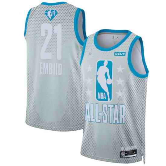 Men 2022 All Star #21 Joel Embiid Blue Eastern Conference Gray Eastern Conference Stitched Basketball Jerse->2022 all star->NBA Jersey