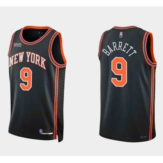 New Yok New York Knicks #9 Rj Barrett Black 75th Anniversary Stitched Swingman Basketball Jersey