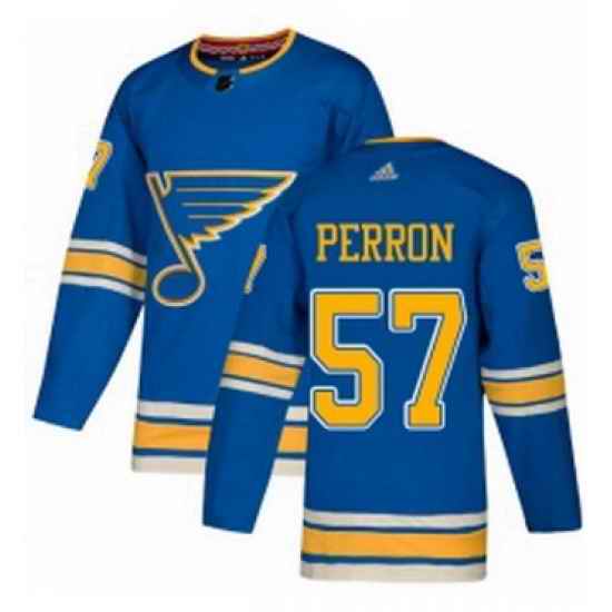 Mens Adidas St Louis Blues #57 David Perron Blue Alternate Authentic Stitched NHL Jersey
