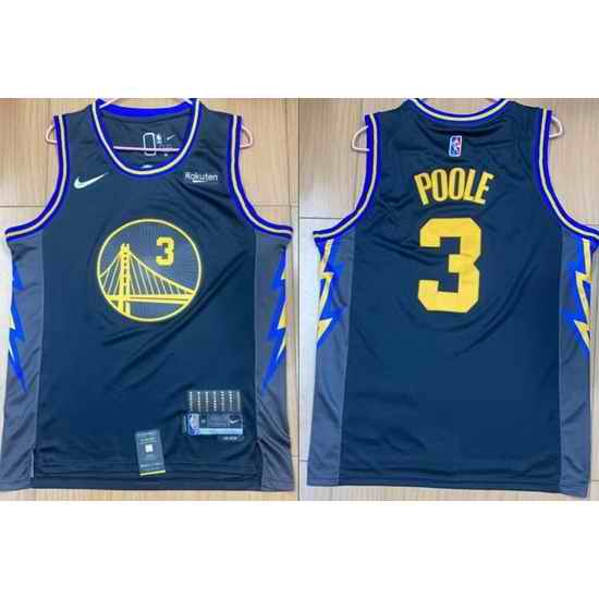 Men Golden State Warriors #3 Jordan Poole 75th Anniversary 2021 2022 City Edition NBA Jersey
