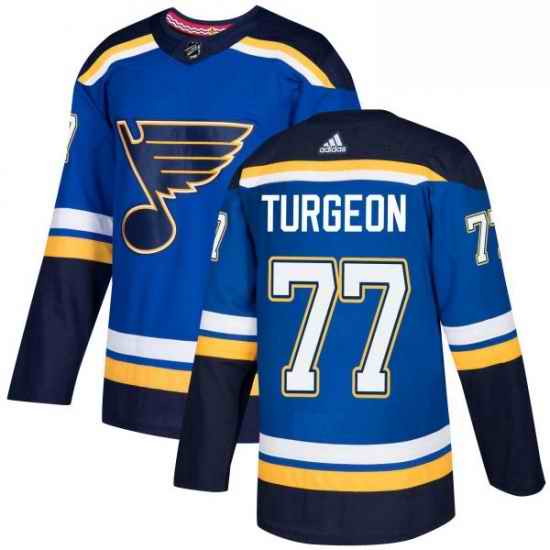 Mens Adidas St Louis Blues #77 Pierre Turgeon Authentic Royal Blue Home NHL Jersey