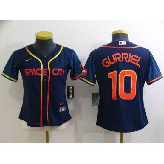 Women Houston Astros #10 Yuli Gurriel 2022 Navy City Connect Stitched Jersey 28Run Small 2