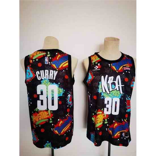 Men Golden State Warriors #30 Stephen Curry 75th Anniversary Black Stitched Basketball Jersey