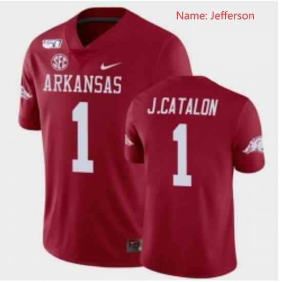 Arkansas Razorbacks #1 Jefferson red jersey->arkansas razorbacks->NCAA Jersey