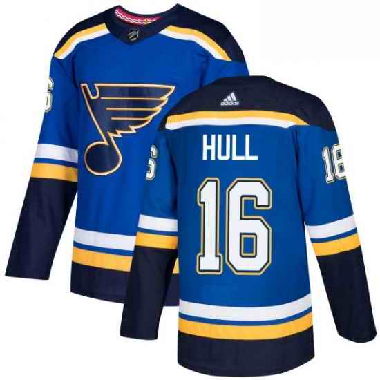 Mens Adidas St Louis Blues #16 Brett Hull Premier Royal Blue Home NHL Jersey