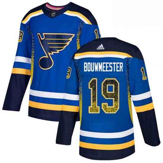Mens Adidas St Louis Blues #19 Jay Bouwmeester Authentic Blue Drift Fashion NHL Jersey